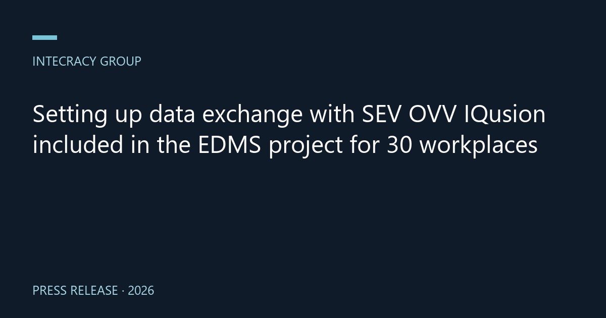 Setting up data exchange with SEV OVV IQusion included in the EDMS project for 30 workplaces