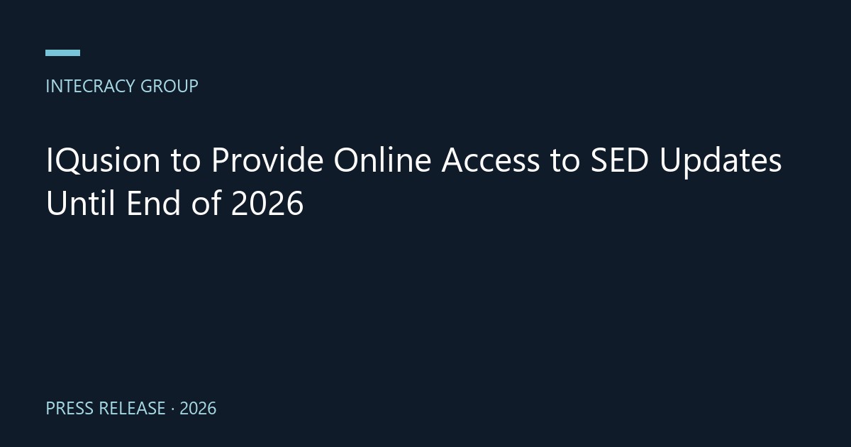IQusion to Provide Online Access to SED Updates Until End of 2026
